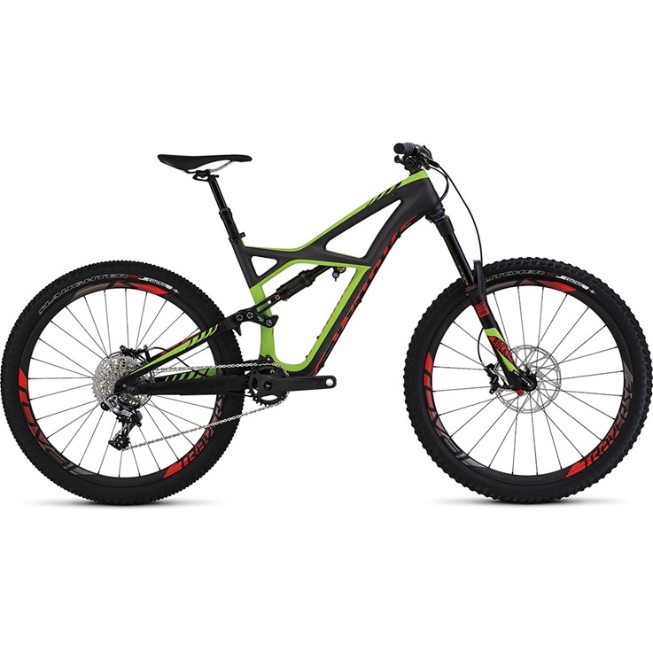 Specialized S-Works Enduro 650B Satin Charcoal Tint Carbon /Monster Green/Rocket Red