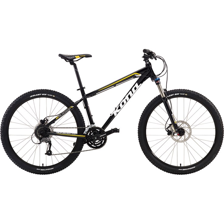 Kona Fire Mountain Gloss Black with White and Yellow Decals