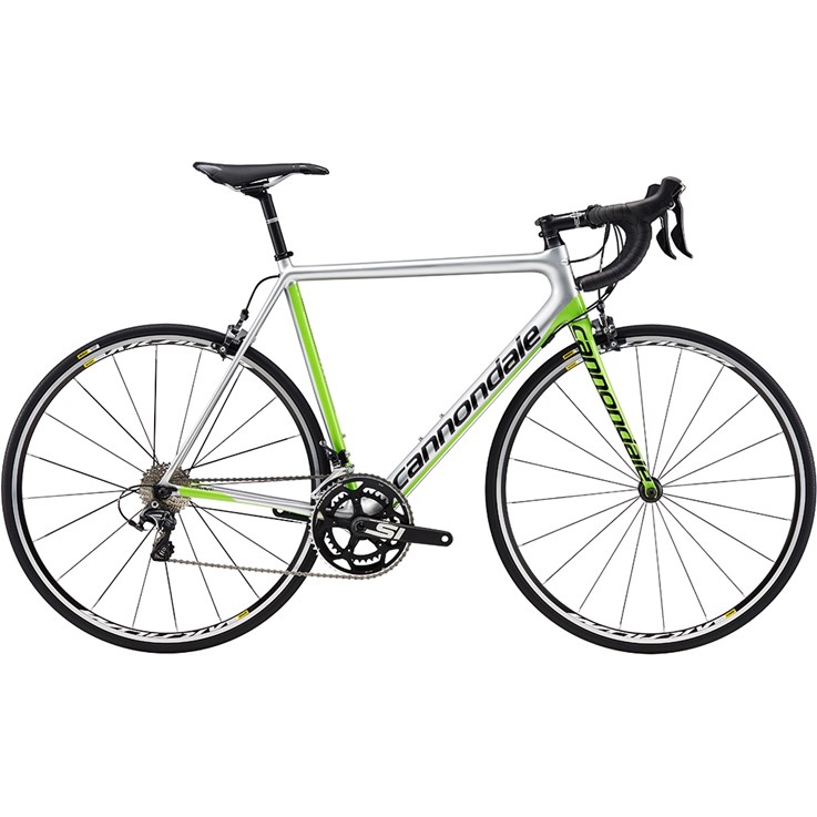 Cannondale SuperSix EVO Carbon Ultegra Fine Silver with Berzerker Green and Jet Black, Gloss