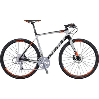 Scott Solace 30 Flatbar Disc med Rakt Styre och Skivbromsar Vit och Orange på Svart