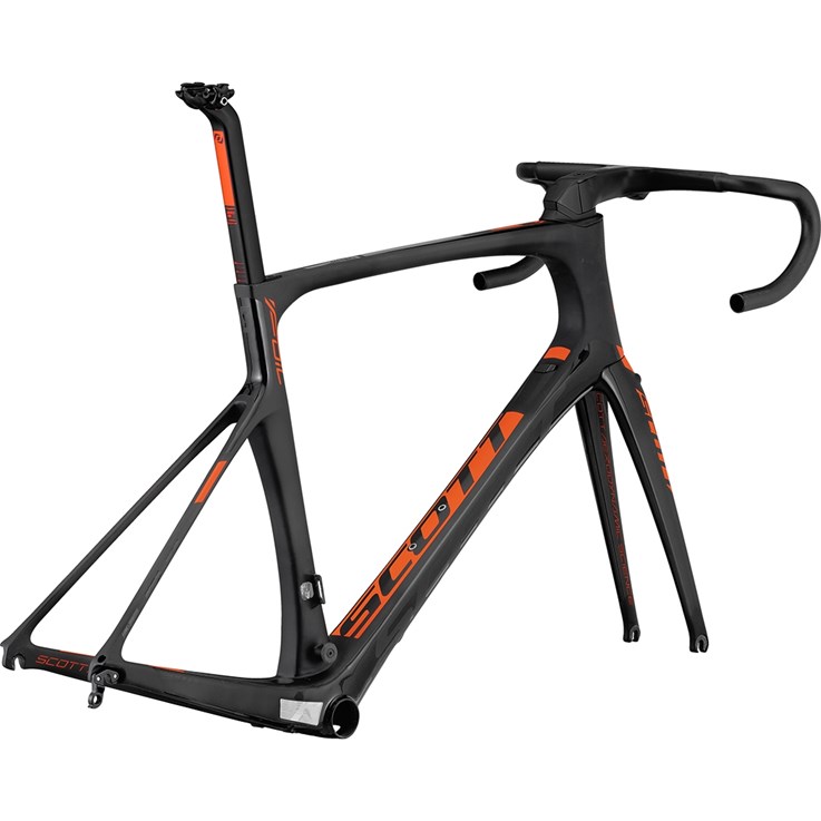 Scott Foil Premium HMX Mekaniskt/Di2 Ramset Blanksvart och Orange på Mattsvart