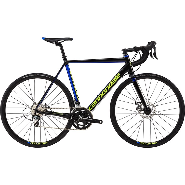 Cannondale CAAD Optimo Disc Tiagra Jet Black with Cerulean Blue and Volt, Gloss