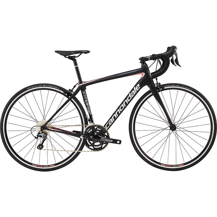 Cannondale Synapse Carbon Womens Tiagra Jet Black With Fine Silver and Coral, Matte