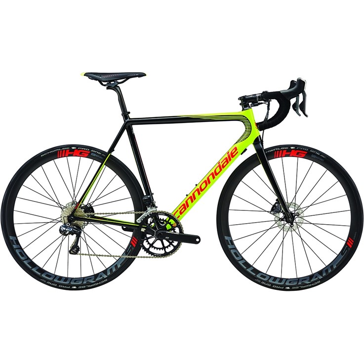 Cannondale SuperSix EVO Hi-Mod Disc Ultegra Di2 Volt with Jet Black and Acid Red, Gloss