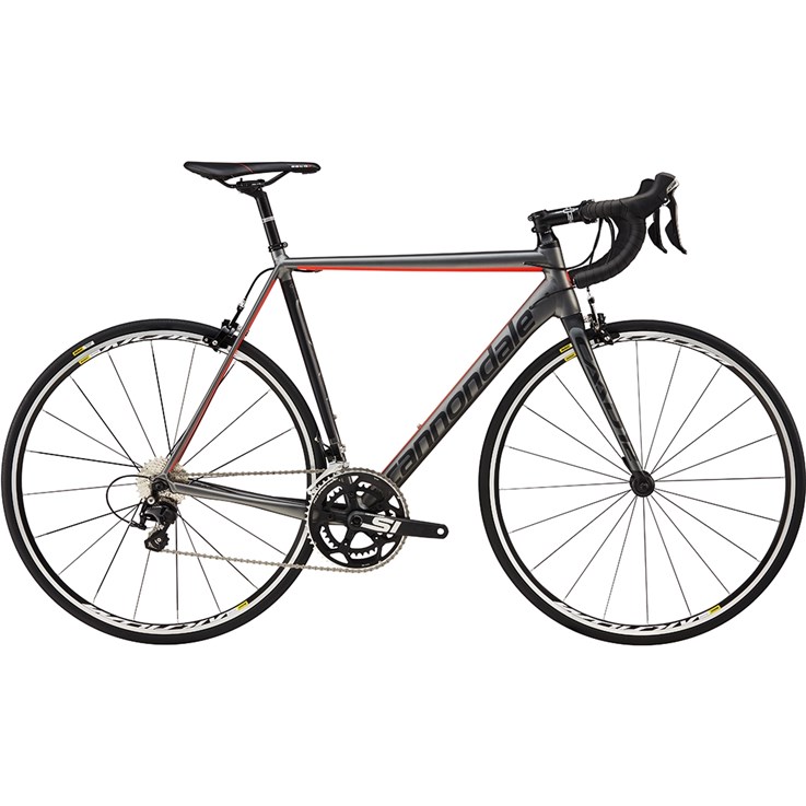 Cannondale CAAD12 105 Charcoal Gray with Jet Blac and Acid Red, Matte