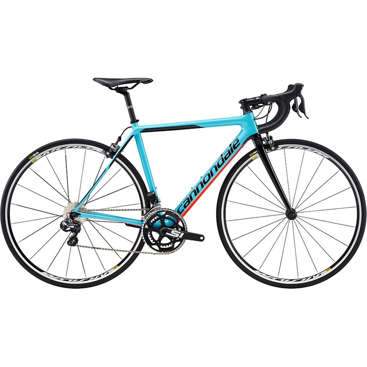 Cannondale SuperSix EVO Carbon Womens Ultegra Di2 Surf Blue with Jet Black and Acid Red, Gloss